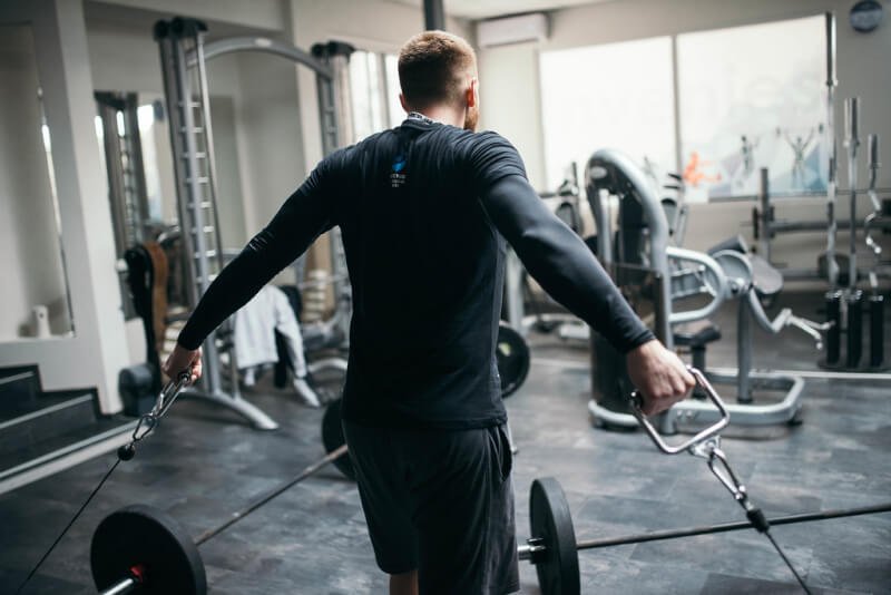 Exercising chest muscles at the gym